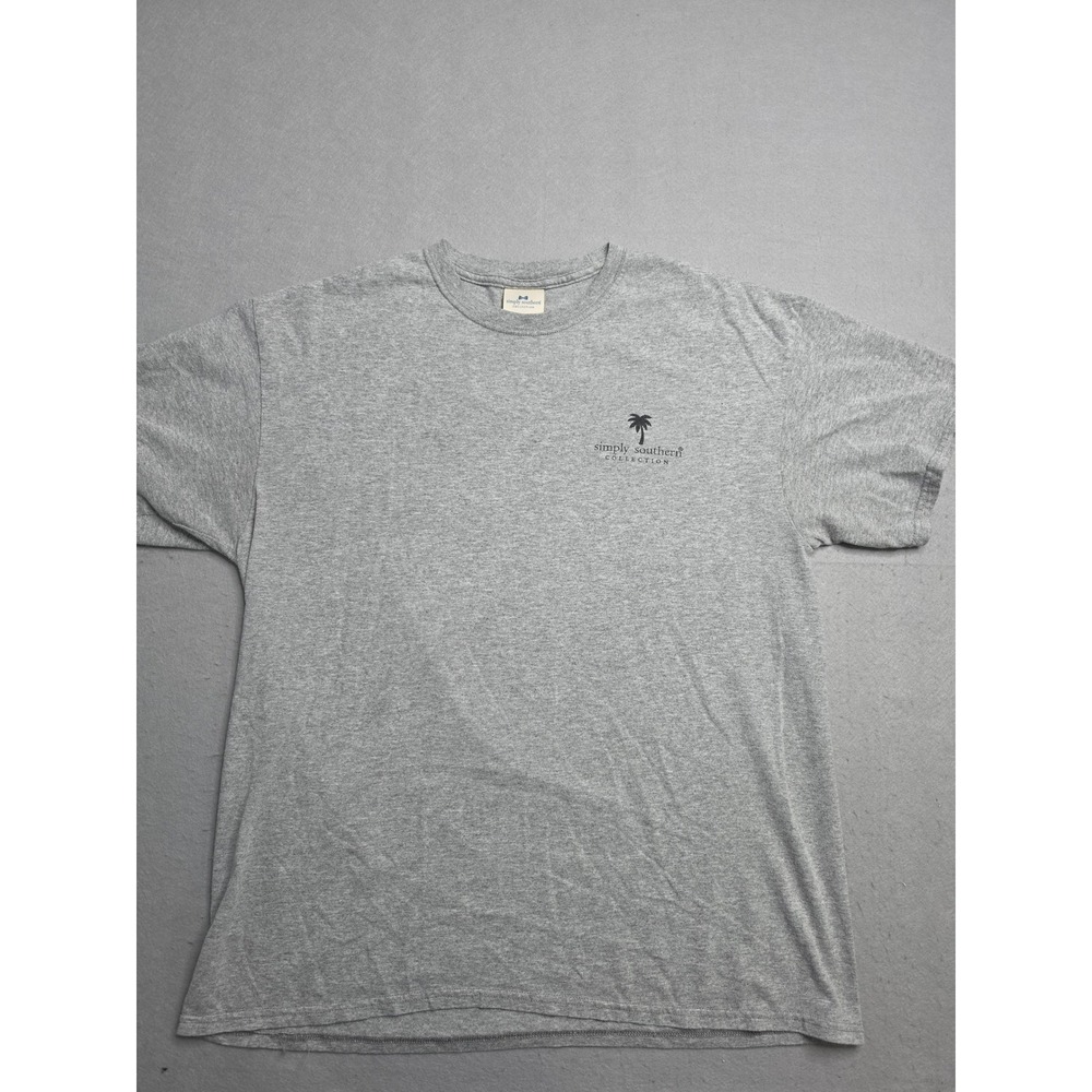 Simply Southern T-Shirt Men's Large Gray Meet Me Under The Palms Graphic Cotton